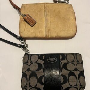 Coach Signature Black and Tan Wristlet Duo